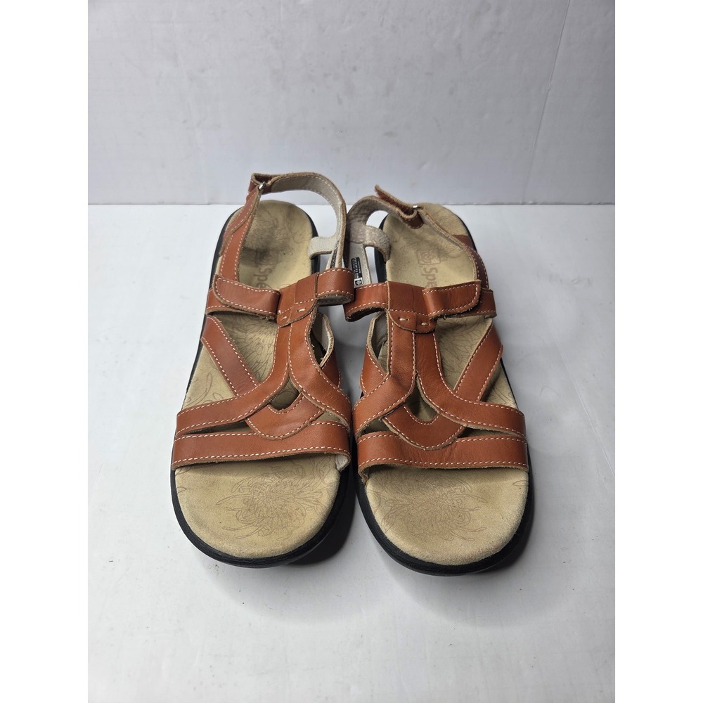 Spenco Womens Brown Leather Strappy‎ Total Support Comfort Sandals Size 10
